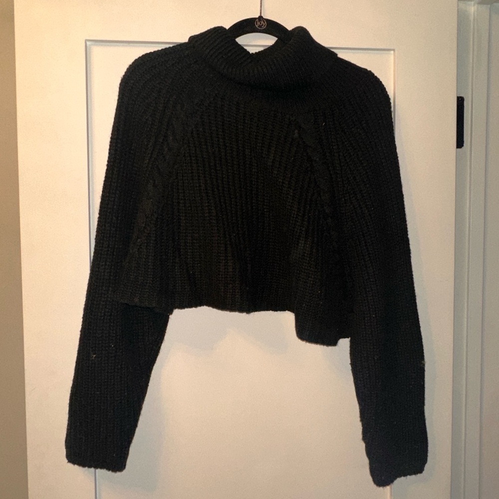 Black Turtleneck Cropped Sweater